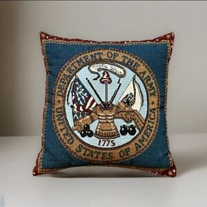 Vintage Mohawk Home US Army Tapestry Throw Pillow Cushion Military Insignia 12”